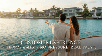 Thomas and Alex exploring Grand Bahama waterfront properties from